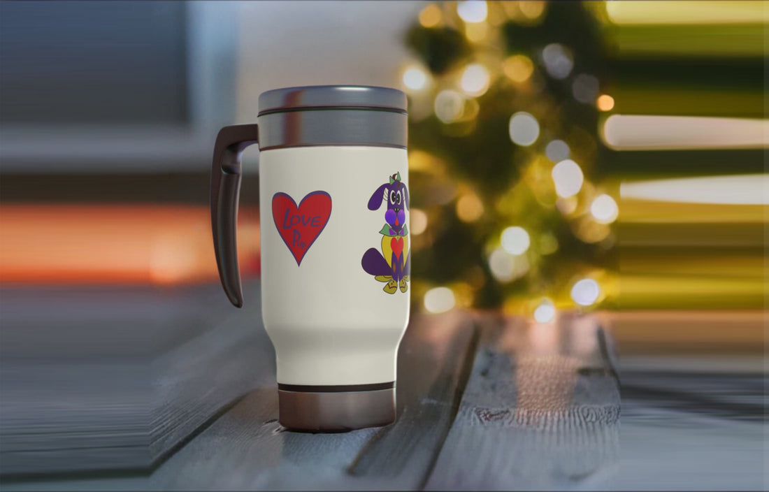 Million Dollar Kid Vibes: Love Pup 5 Cherry BeSculpt Kids Stainless Steel Travel Mug with Handle, 14oz - Sip in Style!