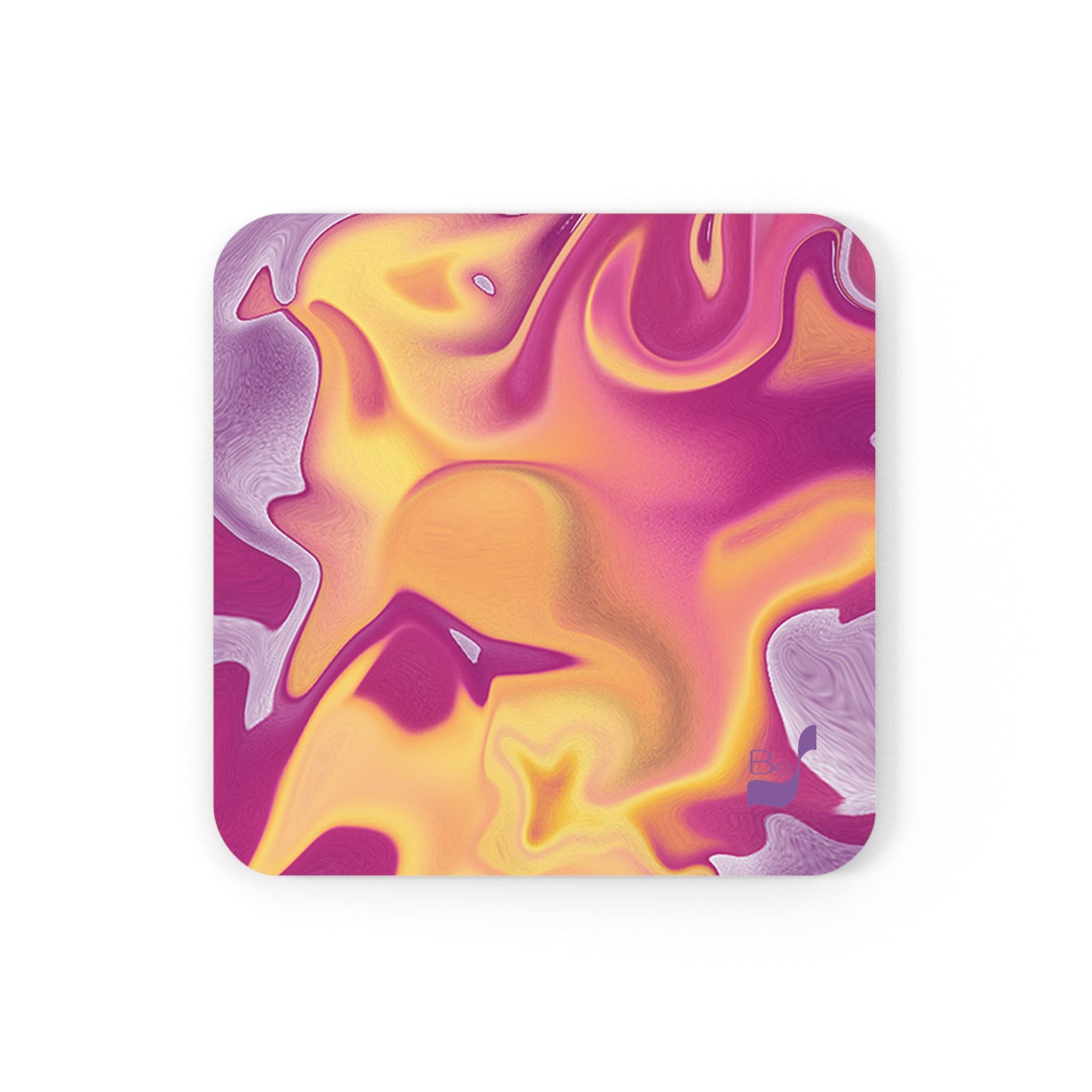 Purple Puddle BeSculpt Abstract Art Corkwood Coaster Set of 4