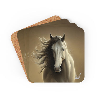Tan Horse BeSculpt Art Corkwood Coaster Set of 4