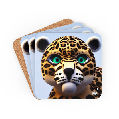 Kissable Leopard BeSculpt Art Corkwood Coaster Set of 4