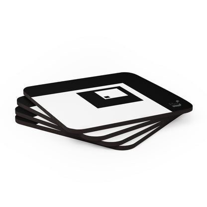 Black & White Squares BeSculpt Corkwood Coaster Set of 4