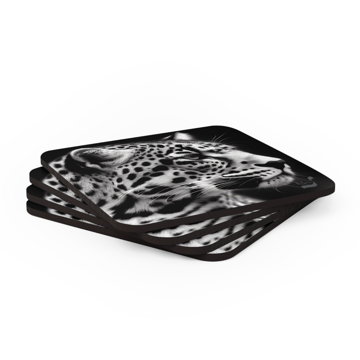 Leopard BeSculpt Art Corkwood Coaster Set of 4