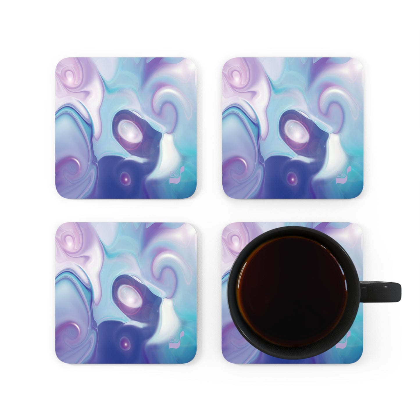 Space Elephant BeSculpt Kids Abstract Art Corkwood Coaster Set of 4