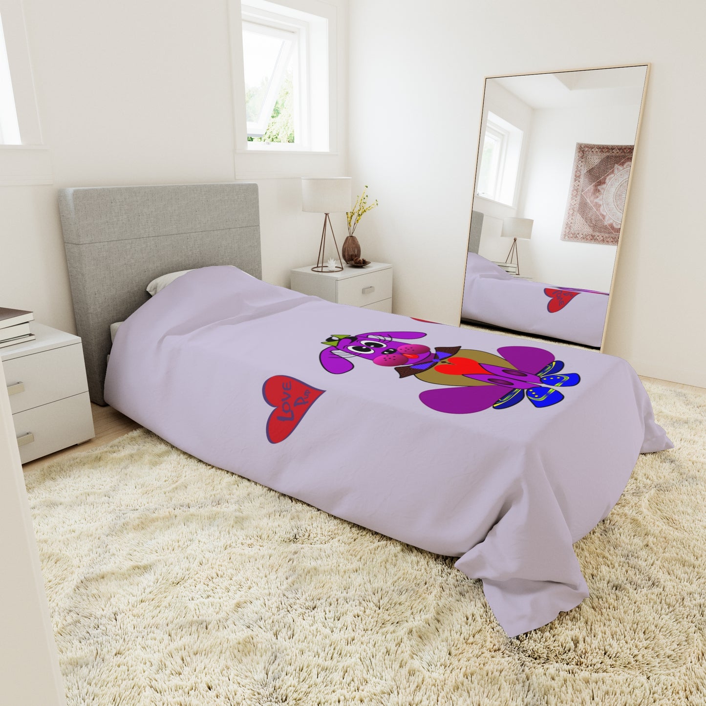 Love Pup 3 Violet BeSculpt Kids Duvet Cover