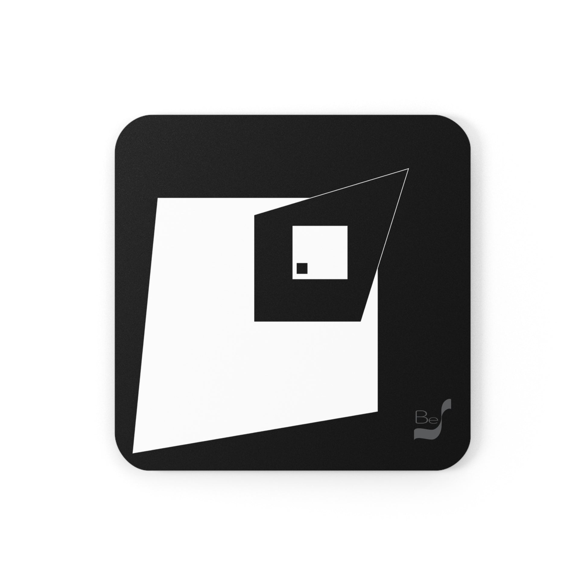 Black & White Squares-Angles BeSculpt Corkwood Coaster Set of 4
