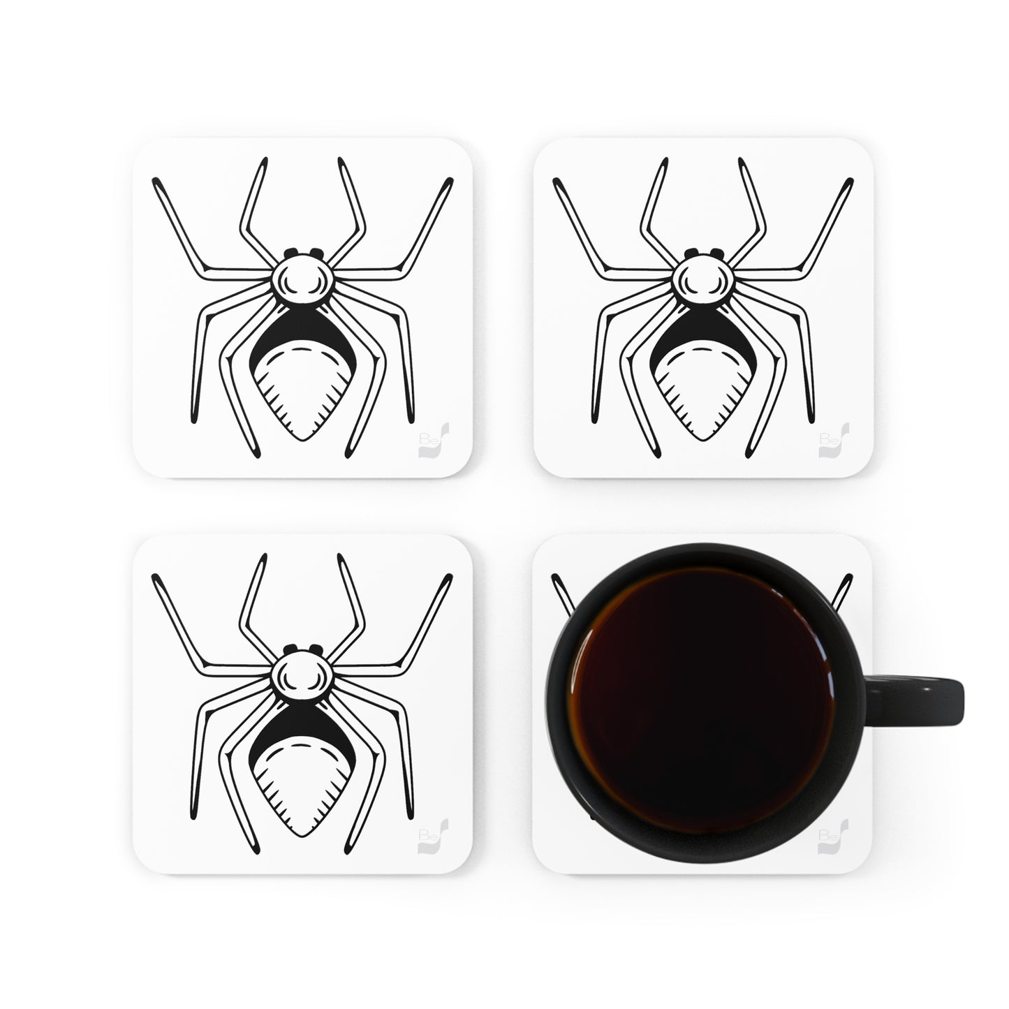 Spider BeSculpt Art Corkwood Coaster Set of 4