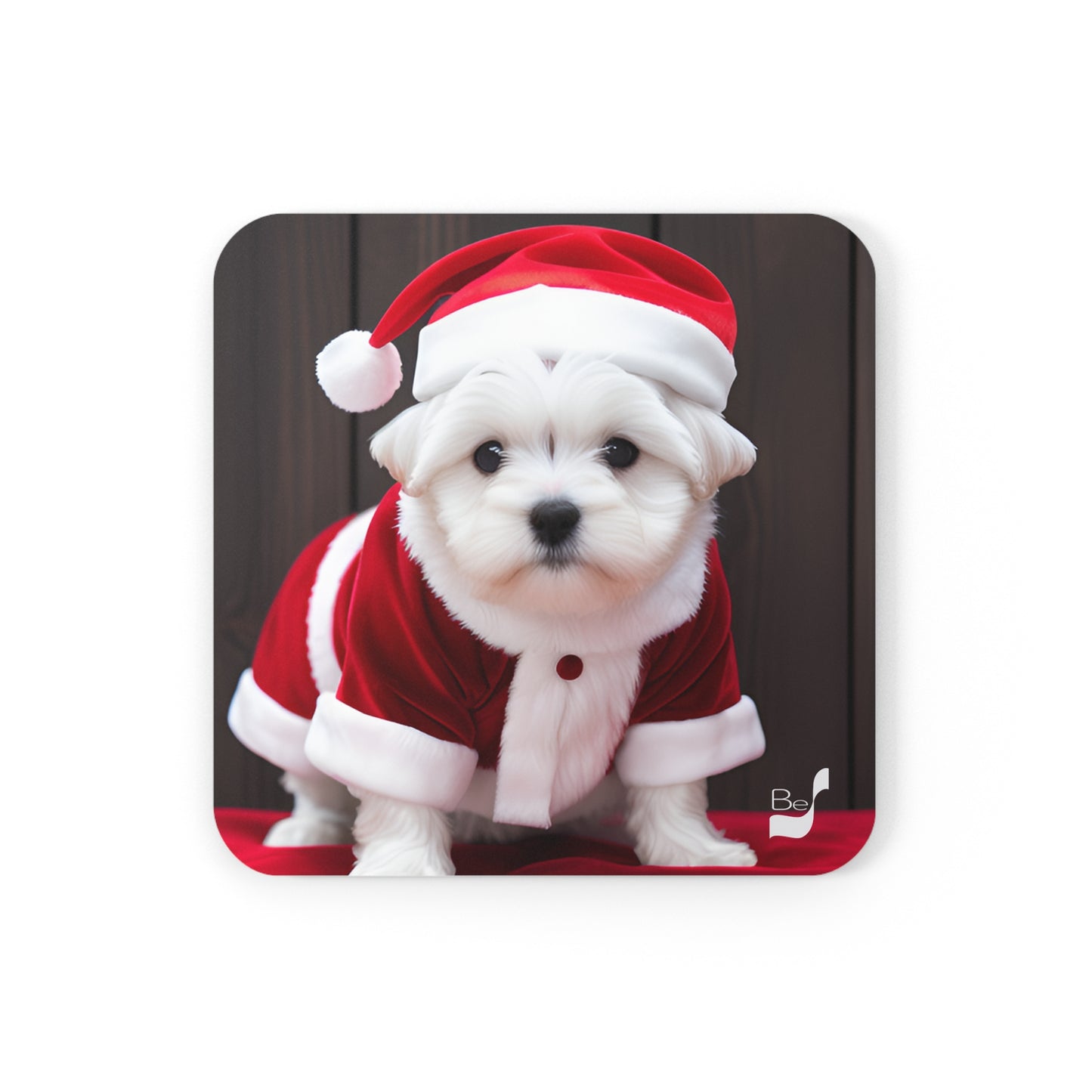 Puppy Claus  BeSculpt Art Corkwood Coaster Set of 4