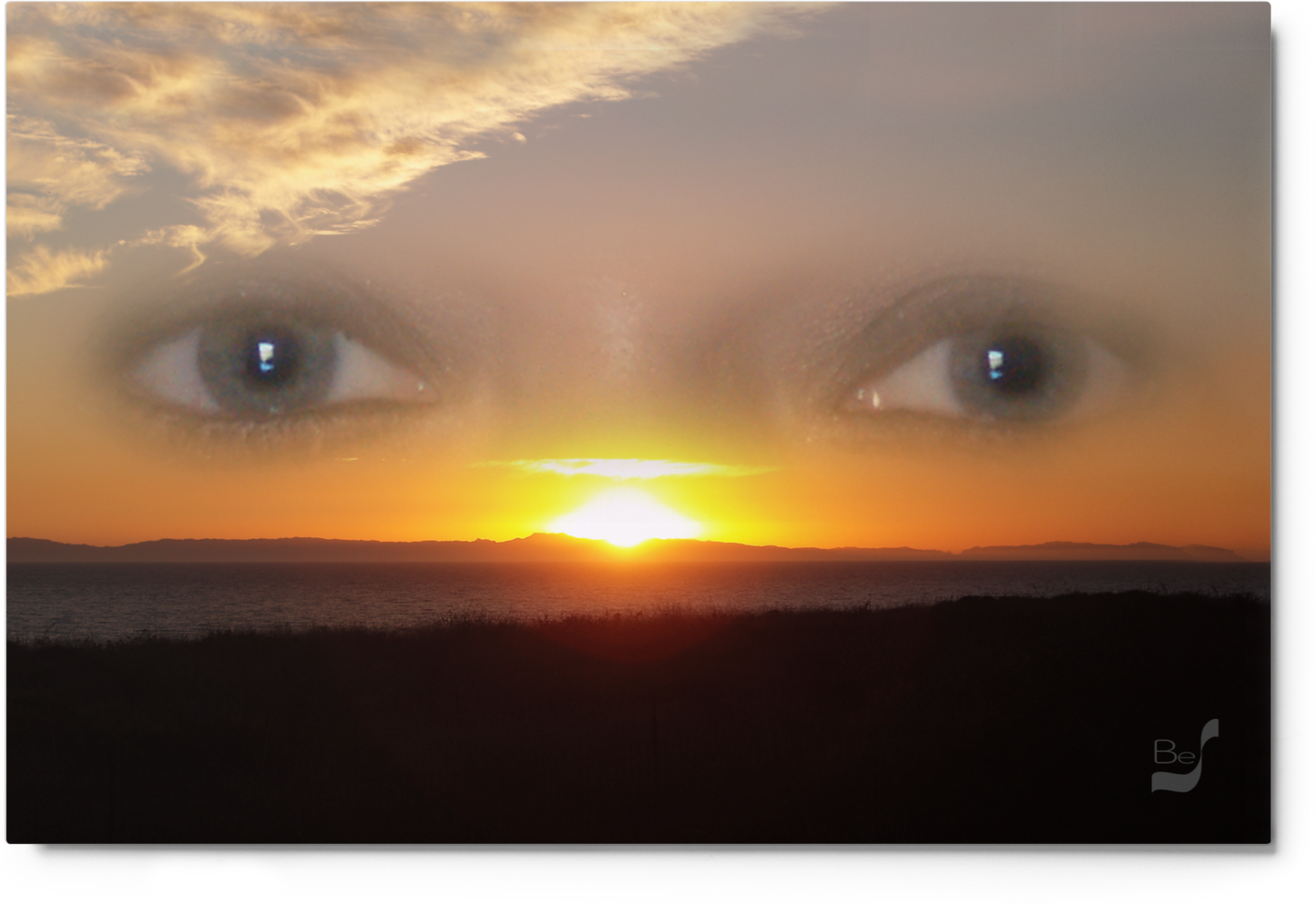 Sunset Eyes BeSculpt Metal Photo-Art Seascape Enigmatic Sunset Art on Metal