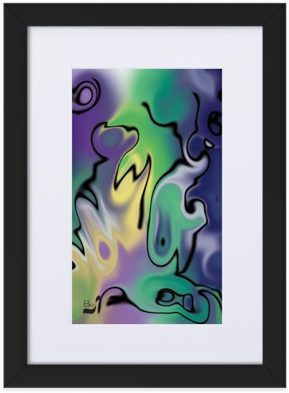 Masquerade BeSculpt Abstract Wall Art with White Matboard Framed Reversed Image