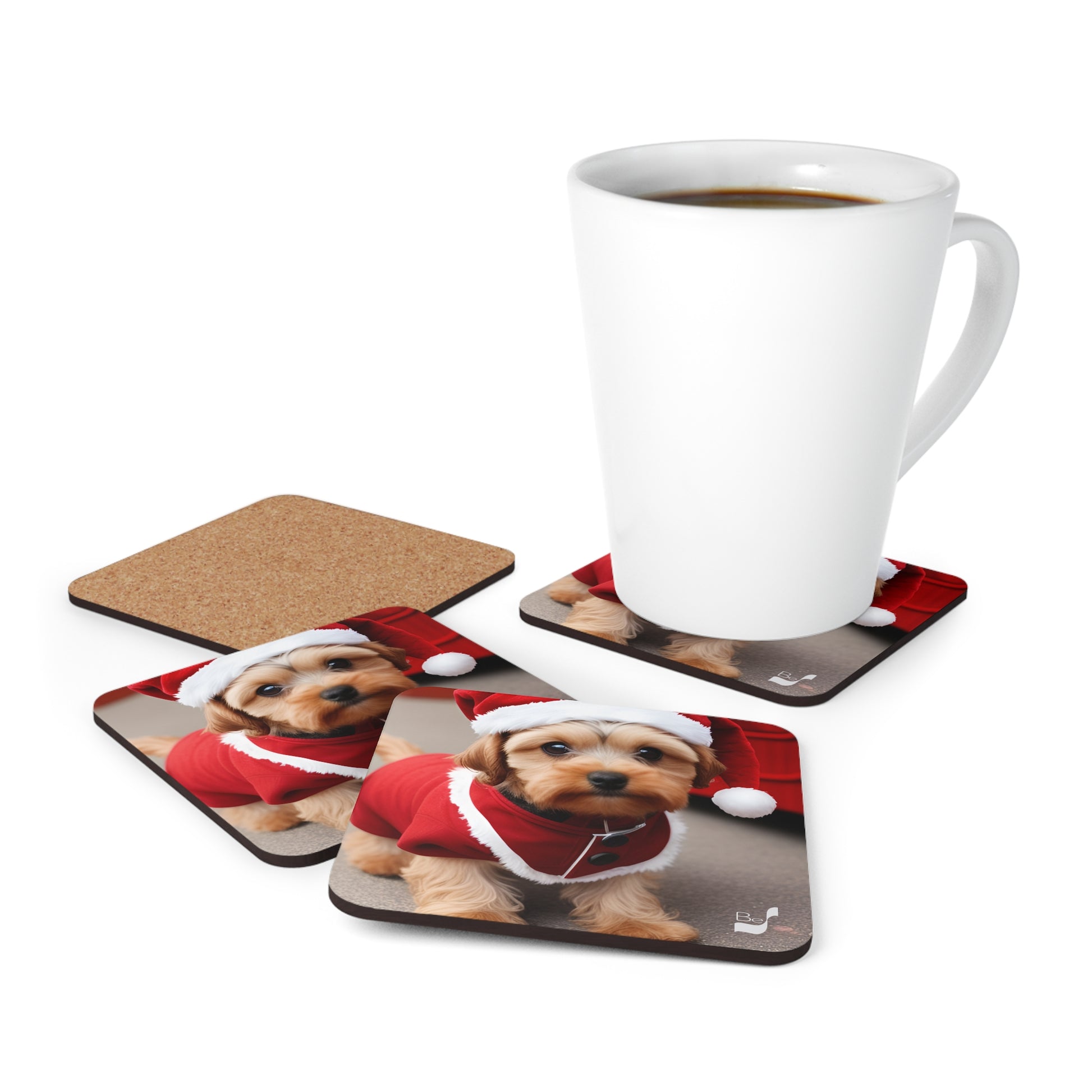 Santa Paws  BeSculpt Art Corkwood Coaster Set of 4