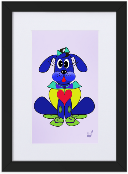 Love Pup 2 Blue BeSculpt with Matboard Framed