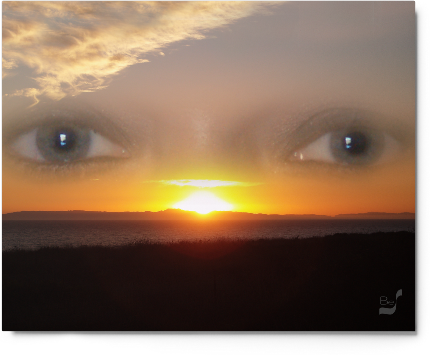 Sunset Eyes BeSculpt Metal Photo-Art Seascape Enigmatic Sunset Art on Metal