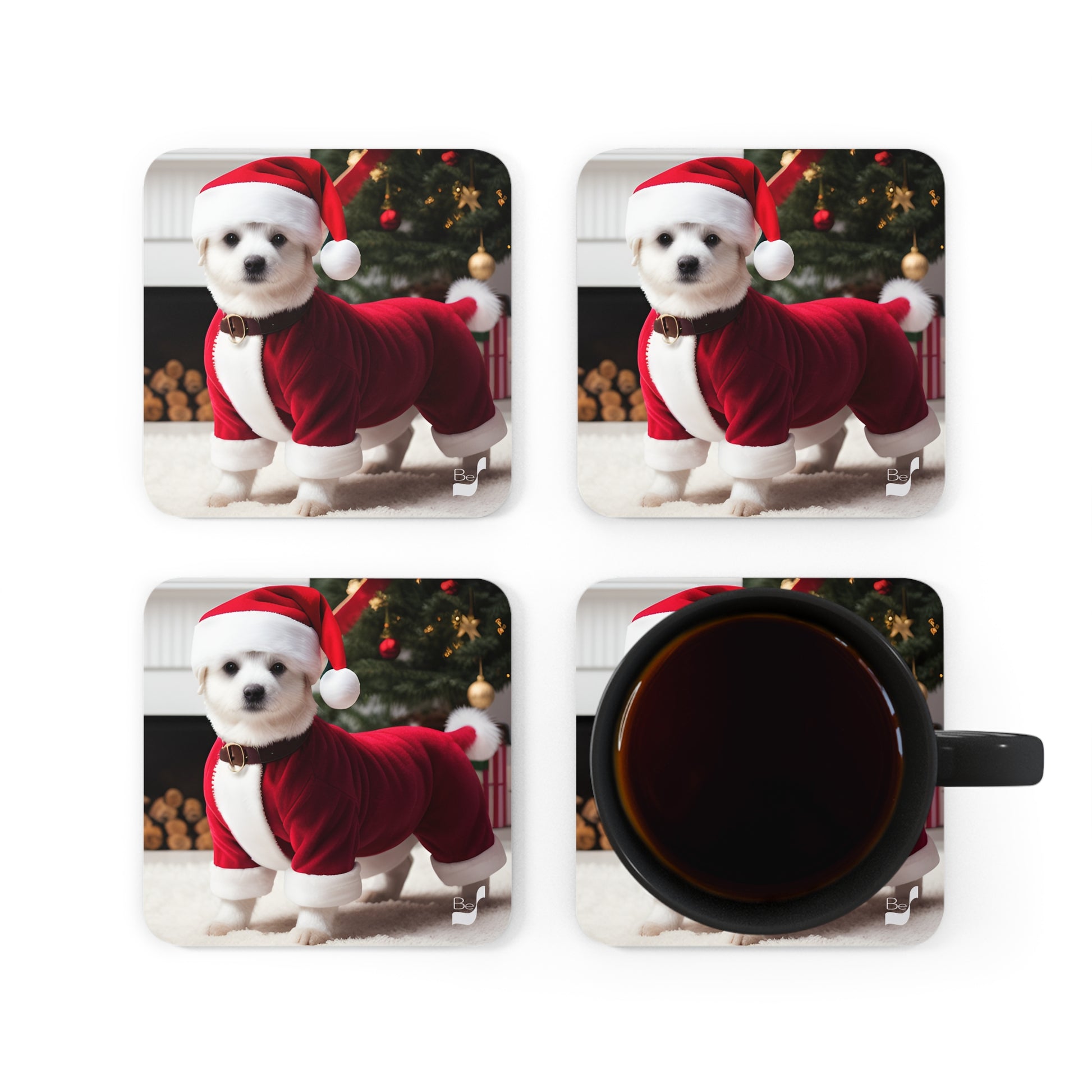 Winter Paws  BeSculpt Art Corkwood Coaster Set of 4