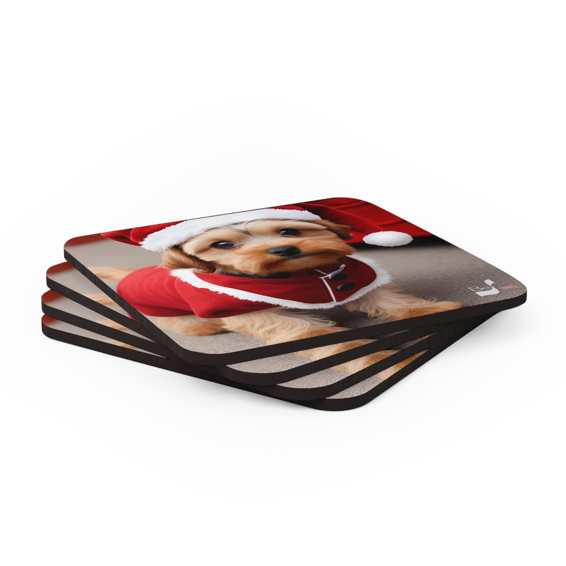 Santa Paws  BeSculpt Art Corkwood Coaster Set of 4