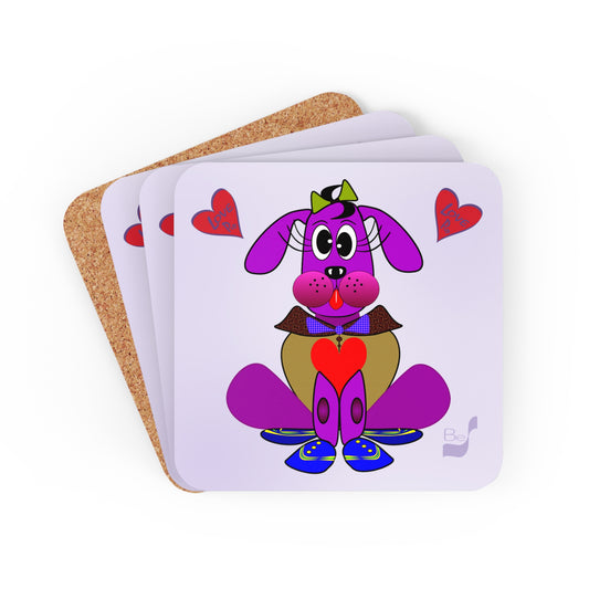 Love Pup Violet 3 BeSculpt Kids Corkwood Coaster Set of 4