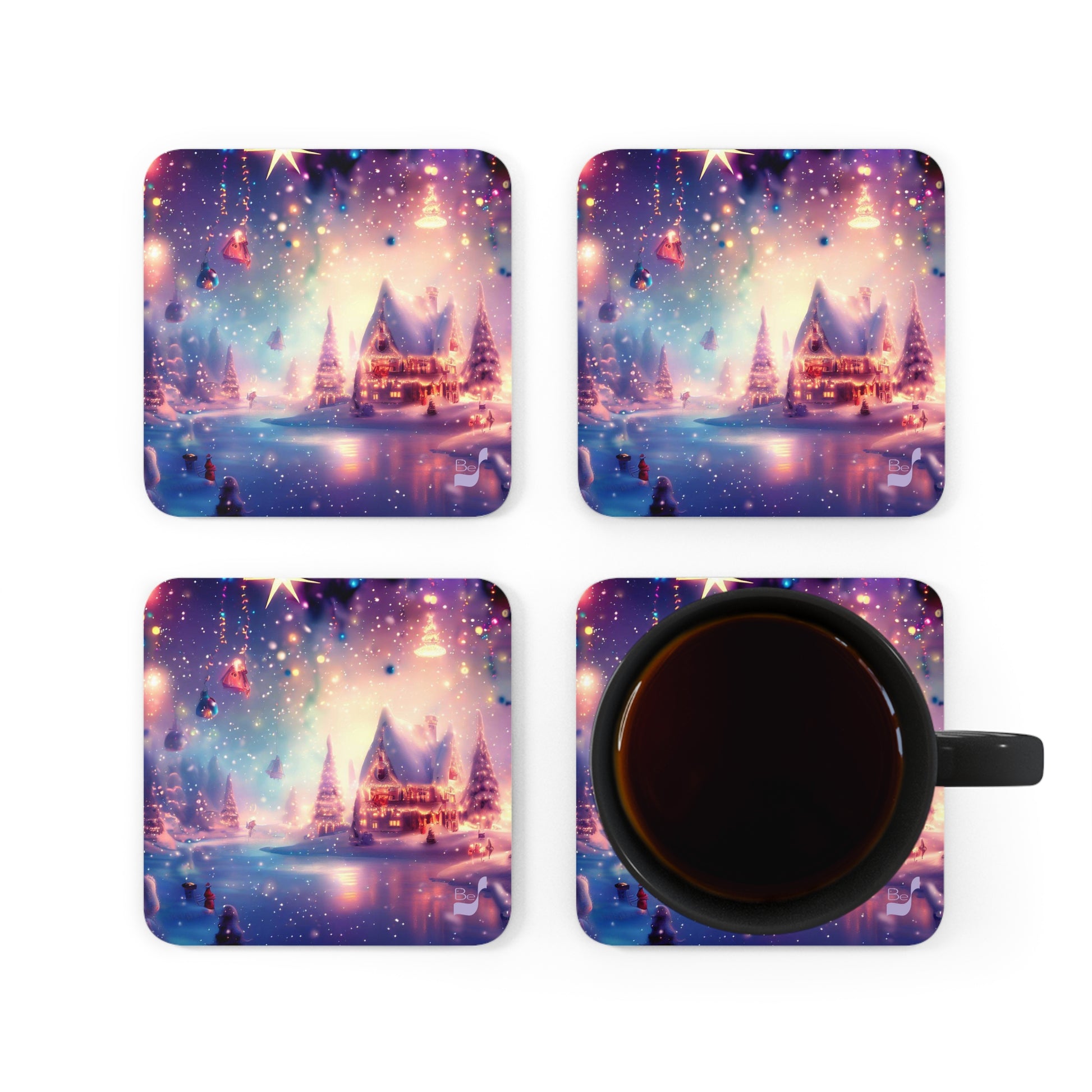 Holiday Magic BeSculpt Art Corkwood Coaster Set of 4