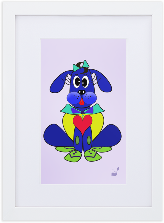 Love Pup 2 Blue BeSculpt with Matboard Framed