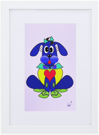 Love Pup 2 Blue BeSculpt with Matboard Framed