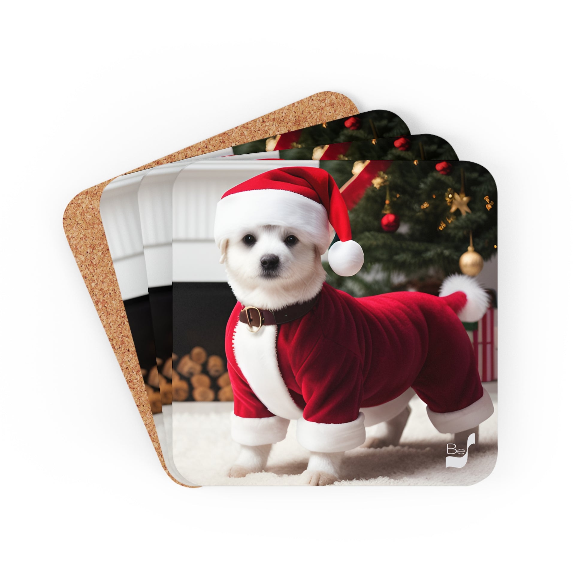 Winter Paws  BeSculpt Art Corkwood Coaster Set of 4