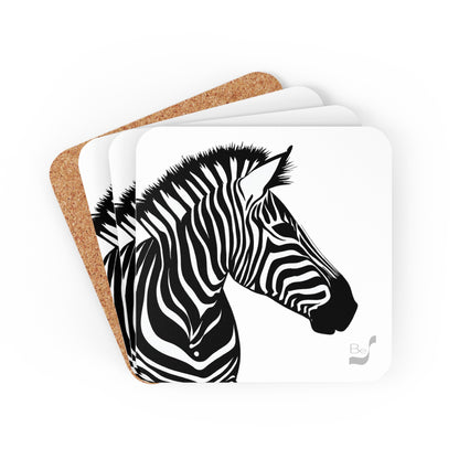 Zebra # 1 BeSculpt Corkwood Coaster Set of 4