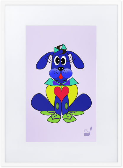 Love Pup 2 Blue BeSculpt with Matboard Framed