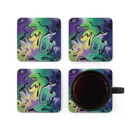 Masquerade BeSculpt Corkwood Coasters Reversed Image Set of 4