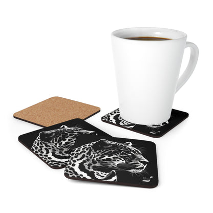 Black Leopard BeSculpt Art Corkwood Coaster Set of 4