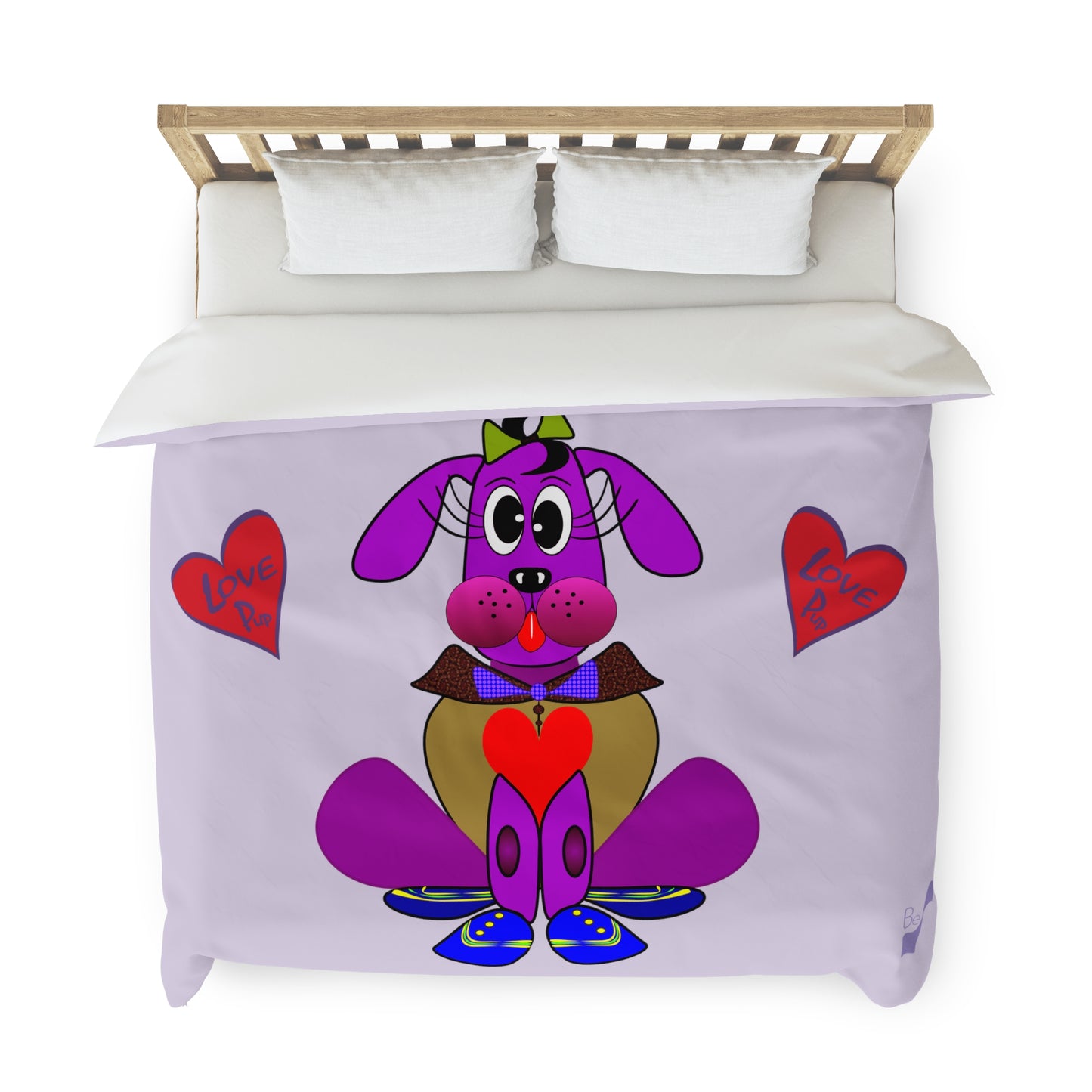 Love Pup 3 Violet BeSculpt Kids Duvet Cover