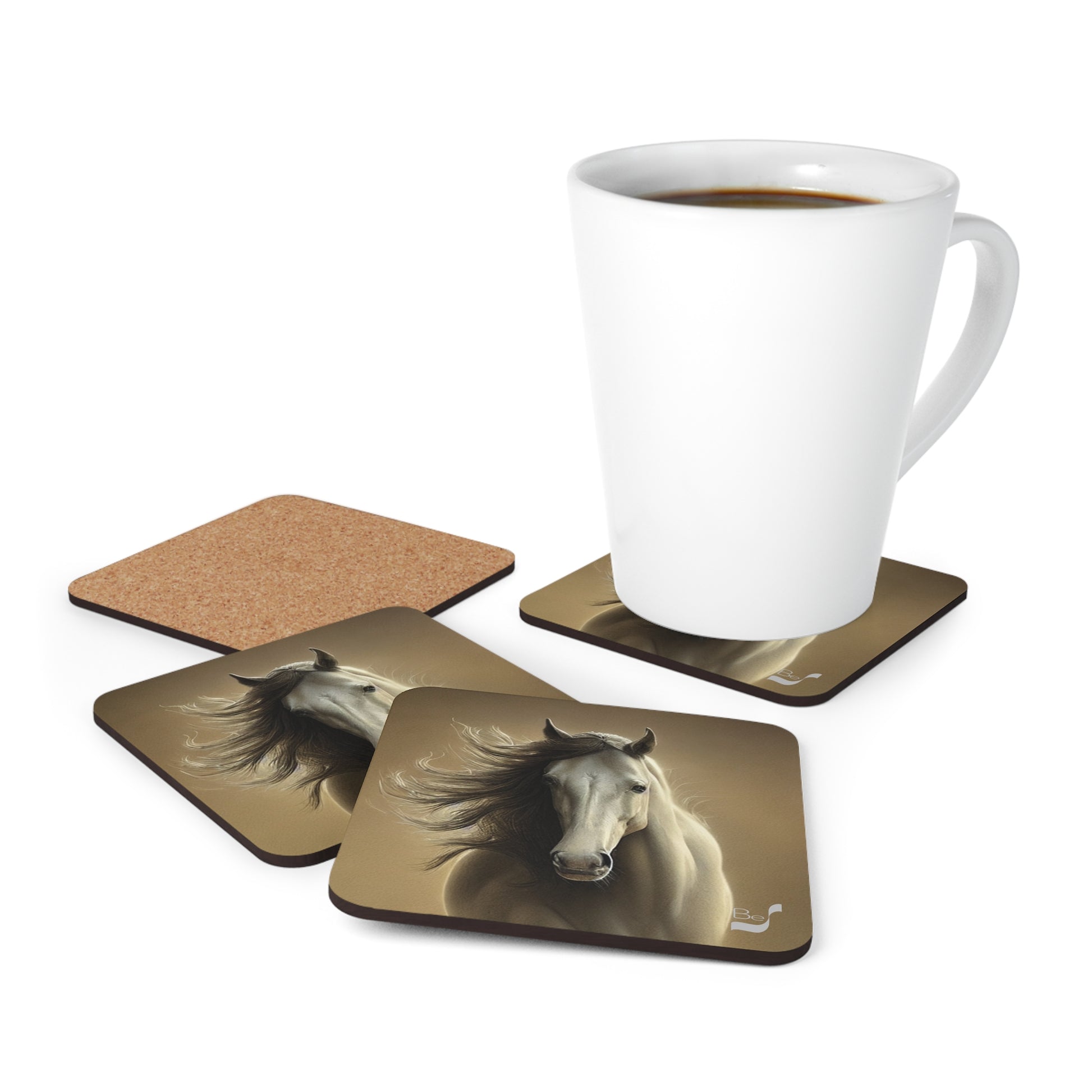 Tan Horse BeSculpt Art Corkwood Coaster Set of 4