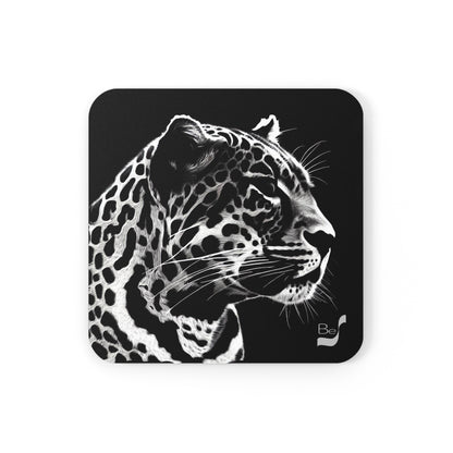 Black Leopard BeSculpt Art Corkwood Coaster Set of 4