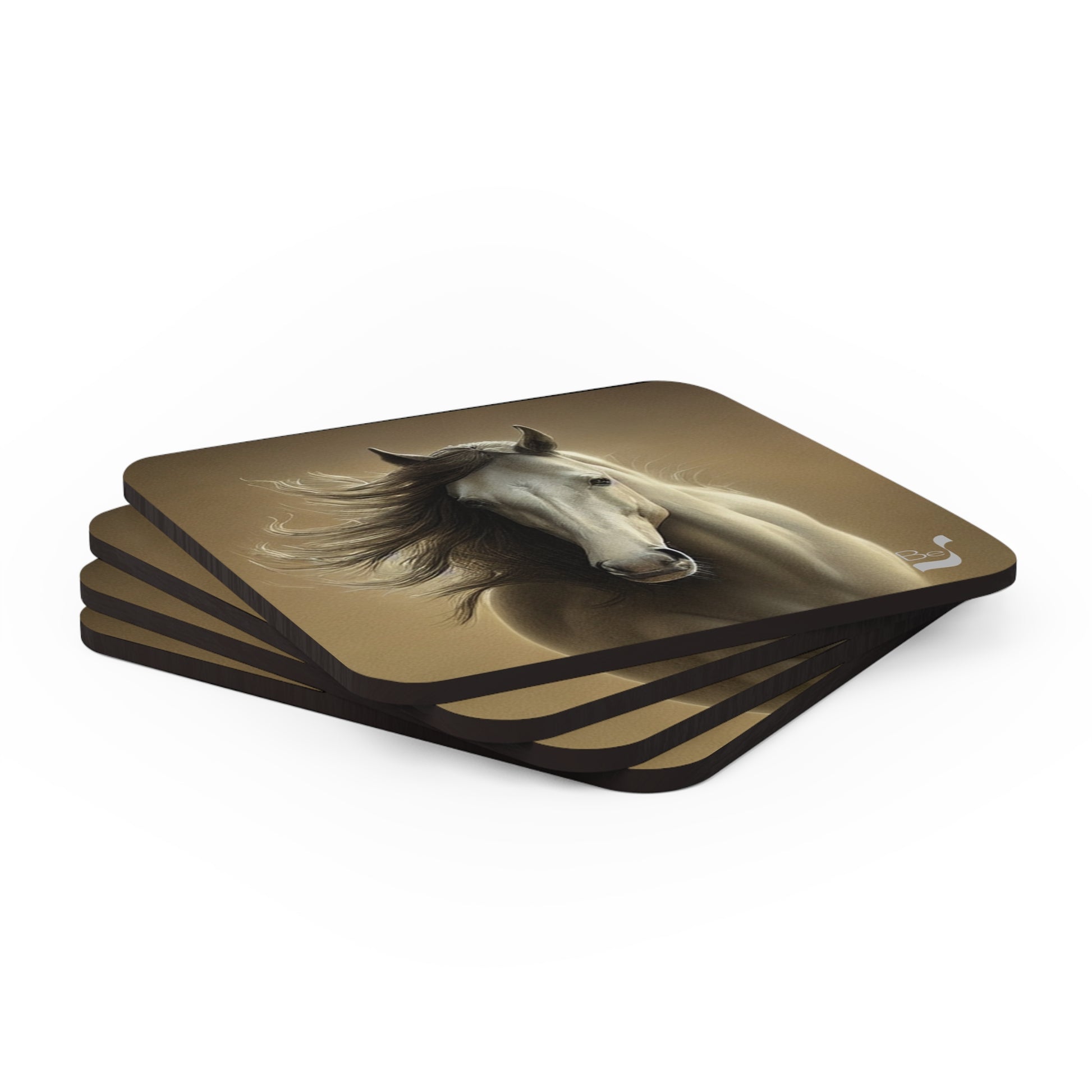 Tan Horse BeSculpt Art Corkwood Coaster Set of 4