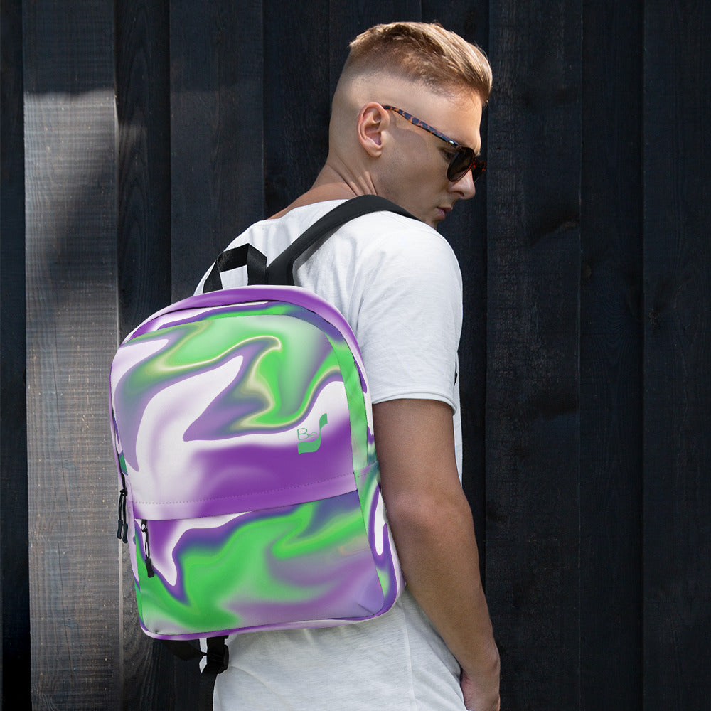 Green Thunder BeSculpt Abstract Art Backpack - A Captivating Thunderstorm of Colors