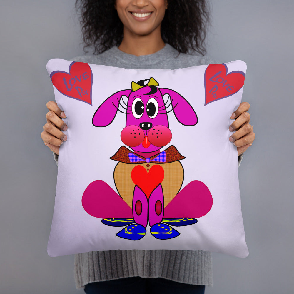 Love Pup 4 Hot Pink BeSculpt Kids Throw Pillow S