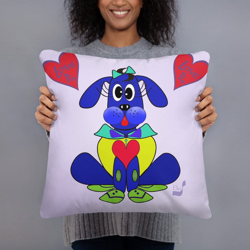 Love Pup 2 Blue BeSculpt Kids Throw Pillow S