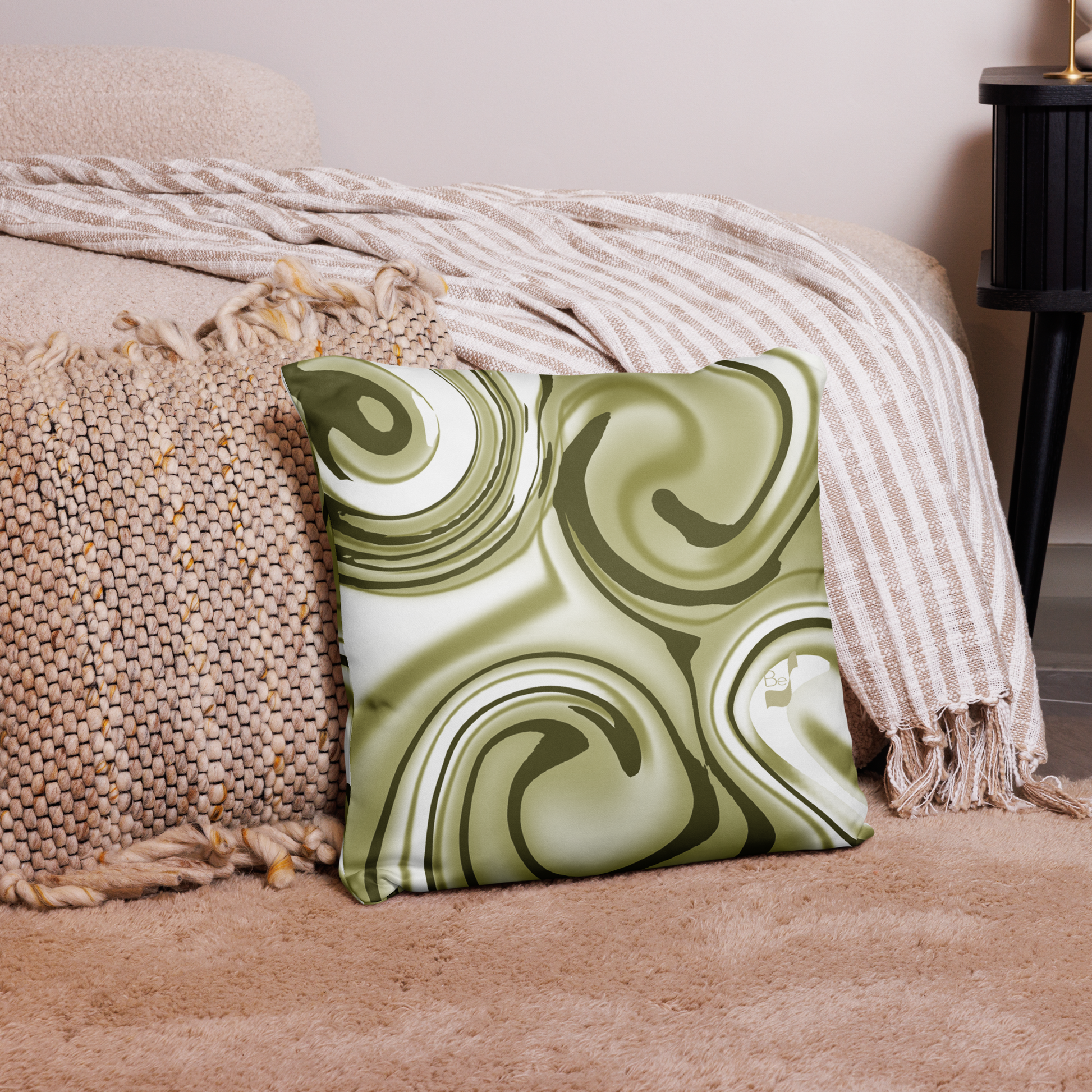 Step into a world of captivating nostalgia with the Retro BeSculpt Abstract Art Throw Pillow. 