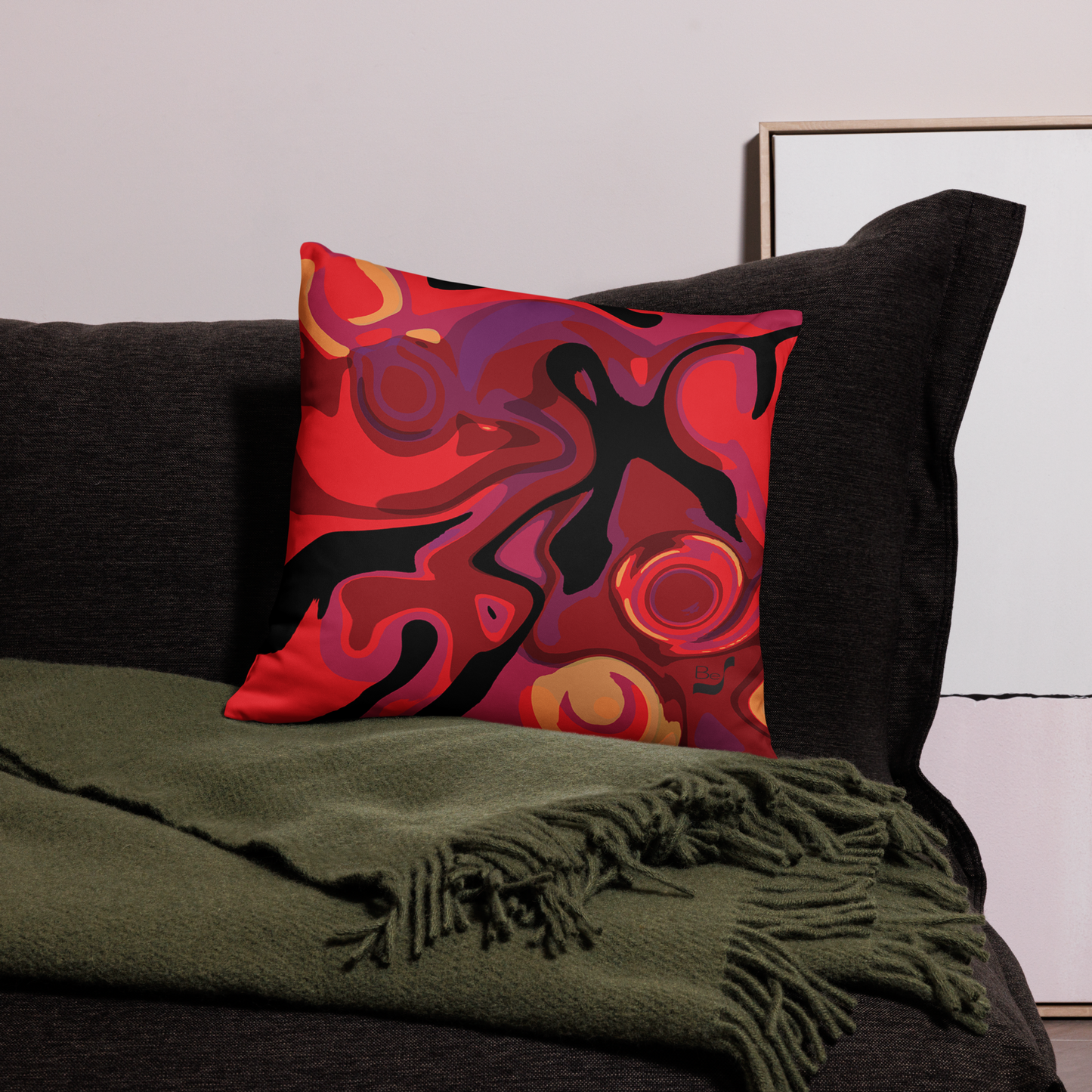 Reaching BeSculpt Abstract Art Throw Pillow