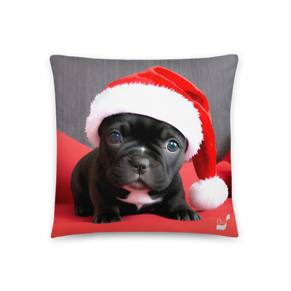 Santa Frenchie Pup BeSculpt Throw Pillow