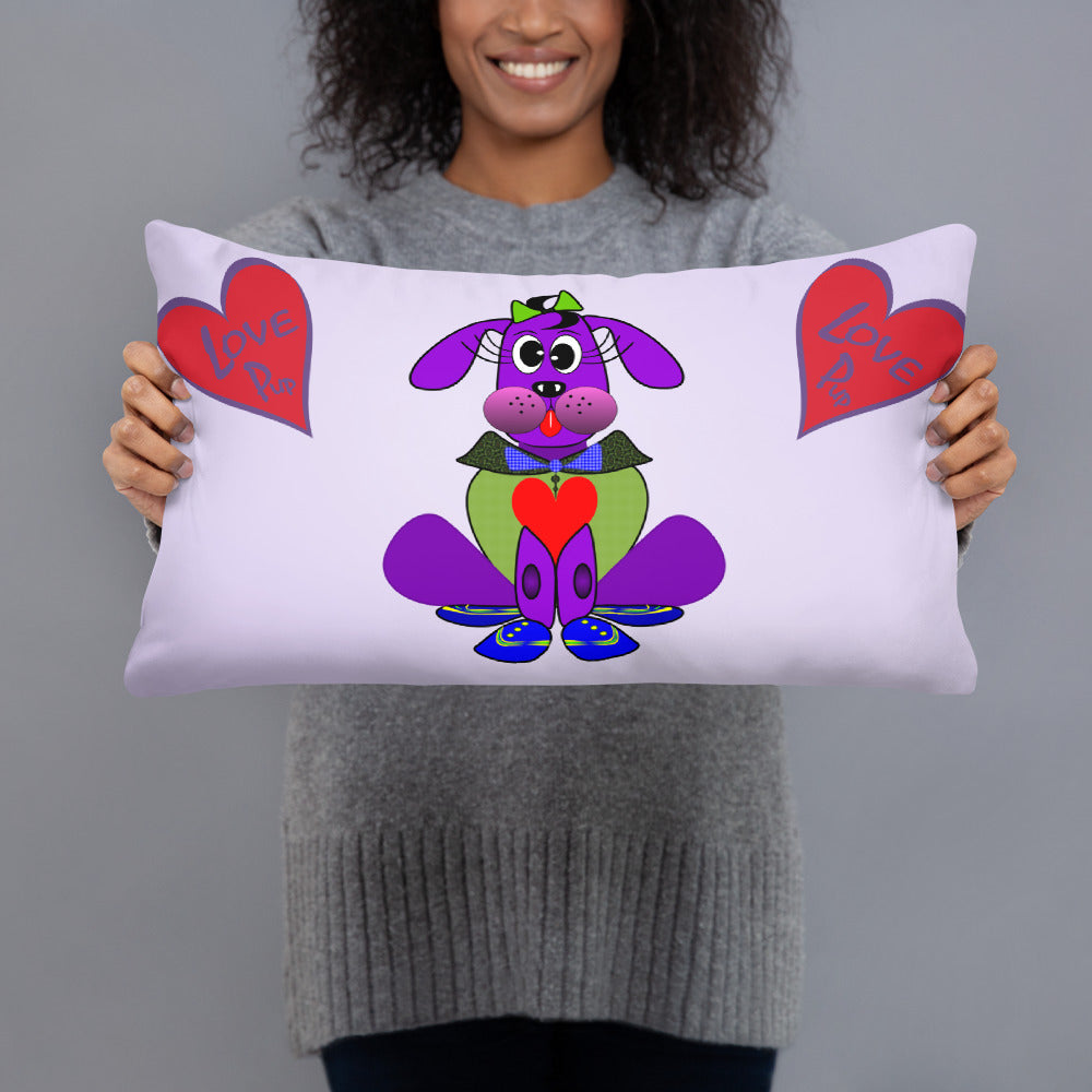 Love Pup 1 Purple BeSculpt Kids Throw Pillow L