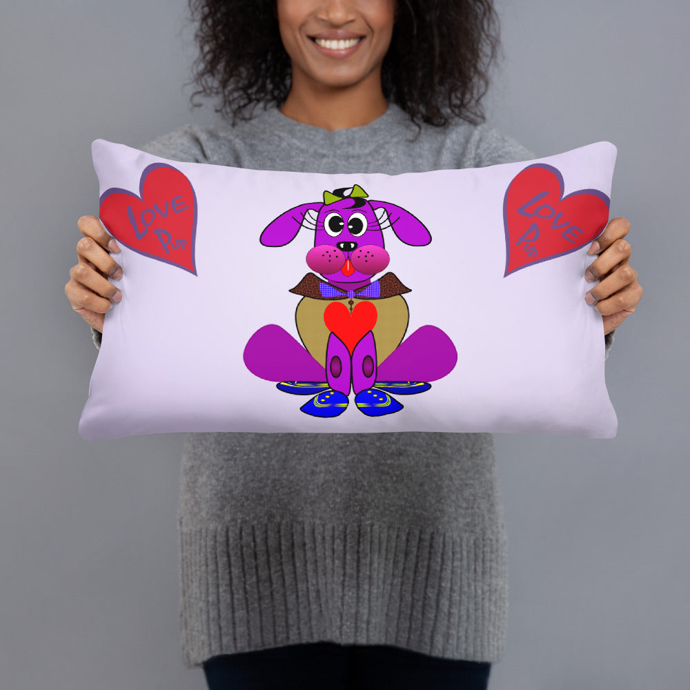 Love Pup 3 Violet BeSculpt Kids Throw Pillow L