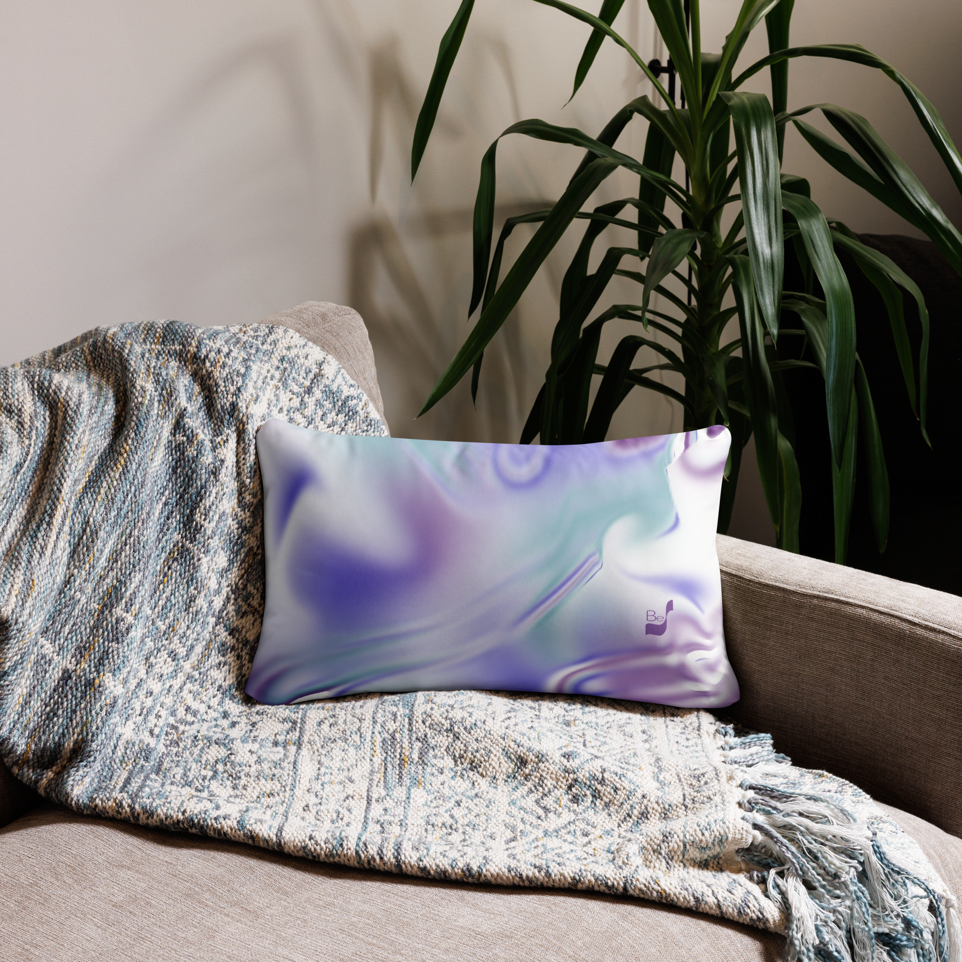 Blue Haze BeSculpt Abstract Art Throw Pillow