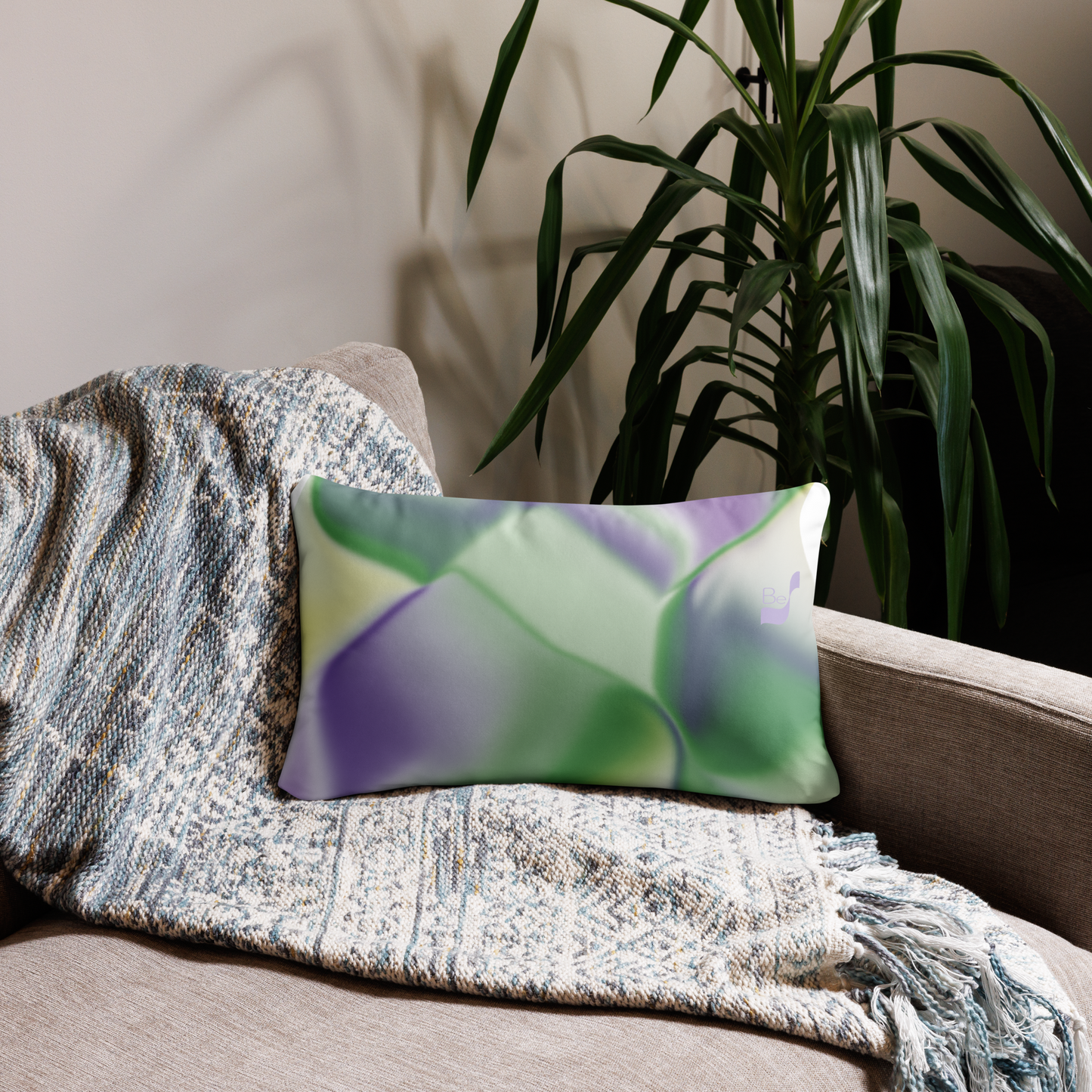 Ribbons Green BeSculpt Throw Pillow