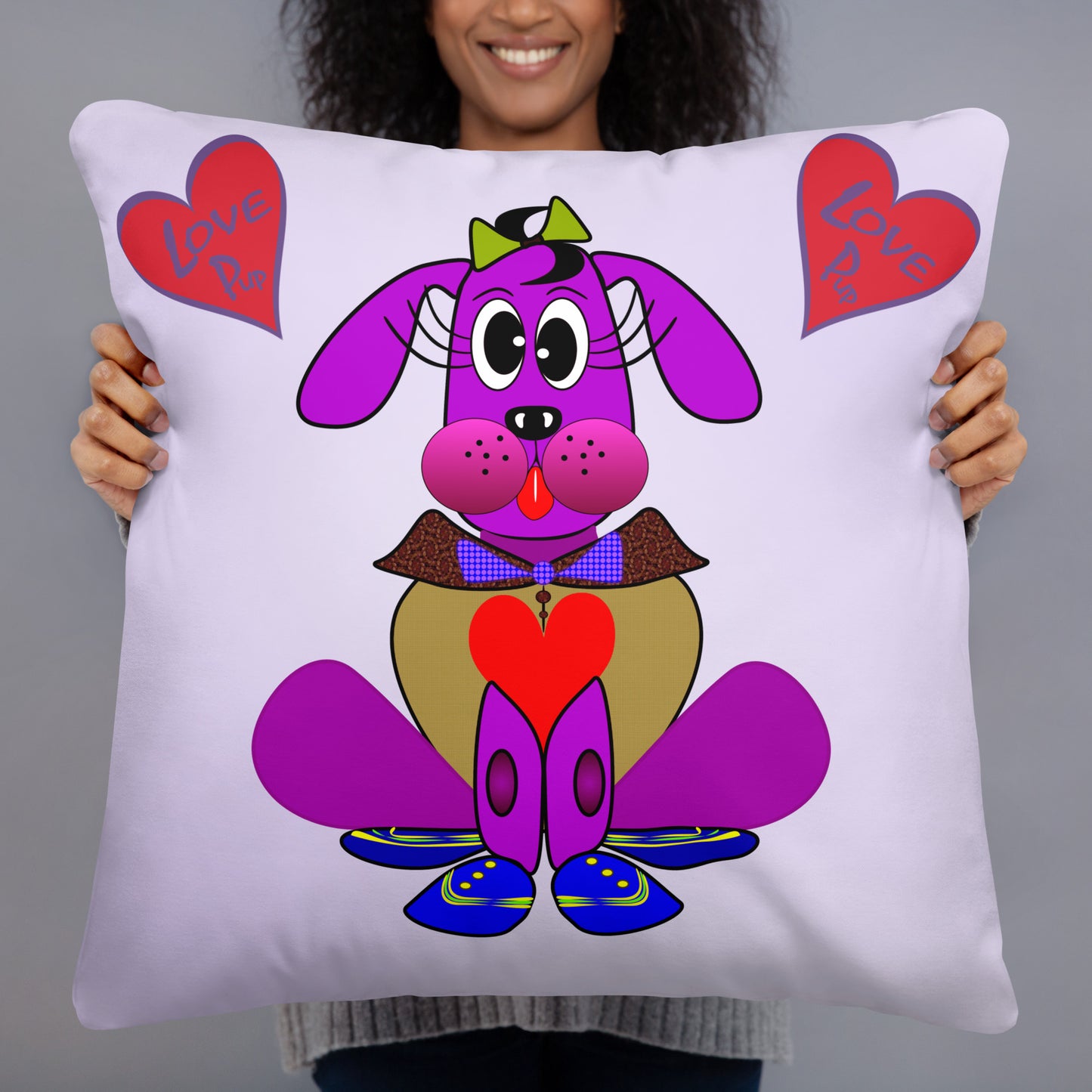 Love Pup 3 Violet BeSculpt Kids Throw Pillow S