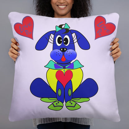 Love Pup 2 Blue BeSculpt Kids Throw Pillow S