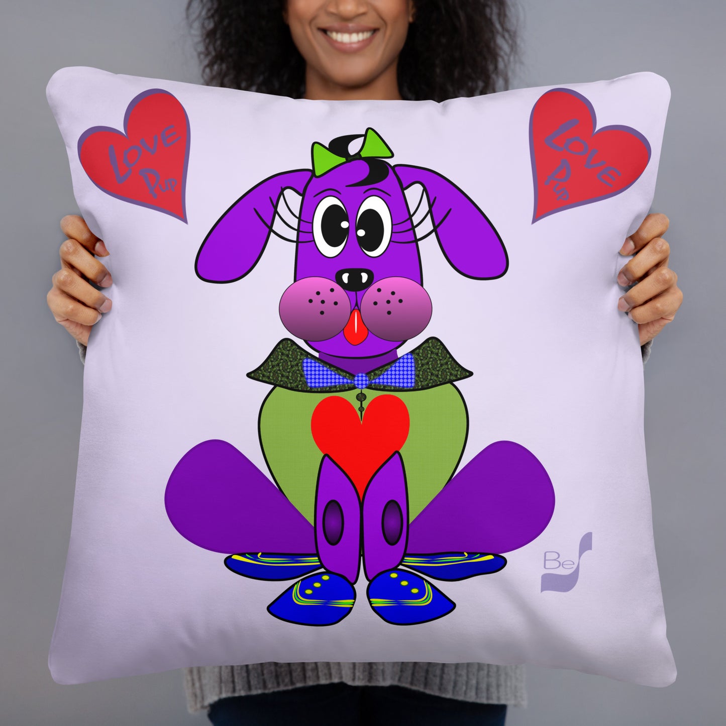Love Pup 1 Purple BeSculpt Kids Throw Pillow S