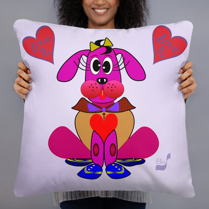 Love Pup 4 Hot Pink BeSculpt Kids Throw Pillow S