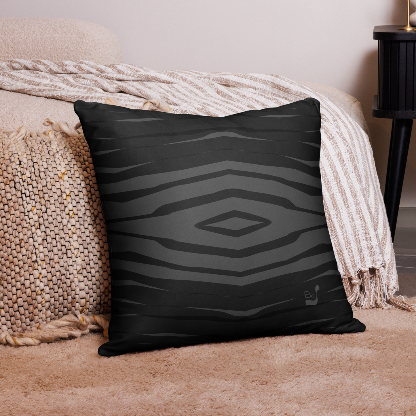 Black H Stripes 2 BeSculpt Throw Pillow 2 S