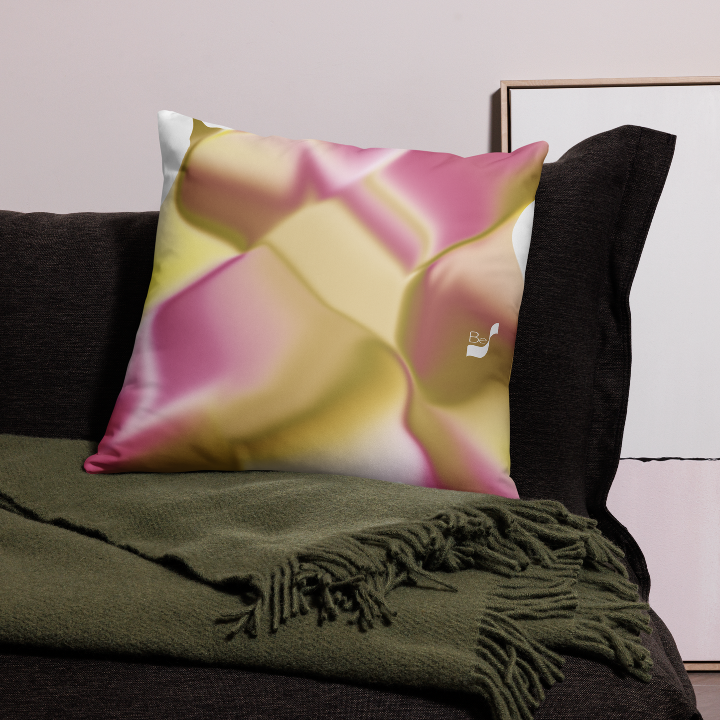 Ribbons Rose BeSculpt Abstract Art Throw Pillow