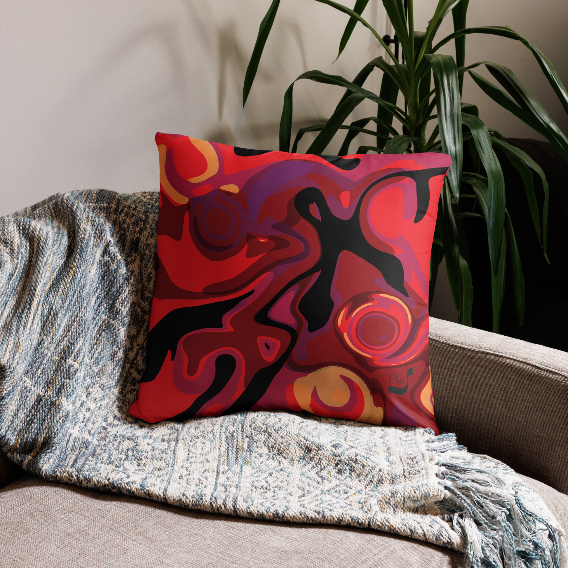 Reaching BeSculpt Abstract Art Throw Pillow