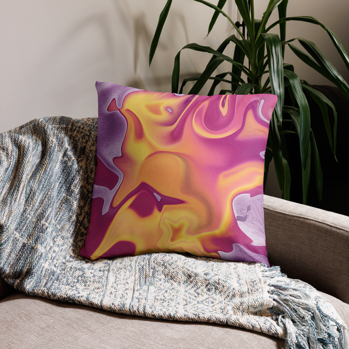 Purple Puddle BeSculpt Abstract Art Throw Pillow