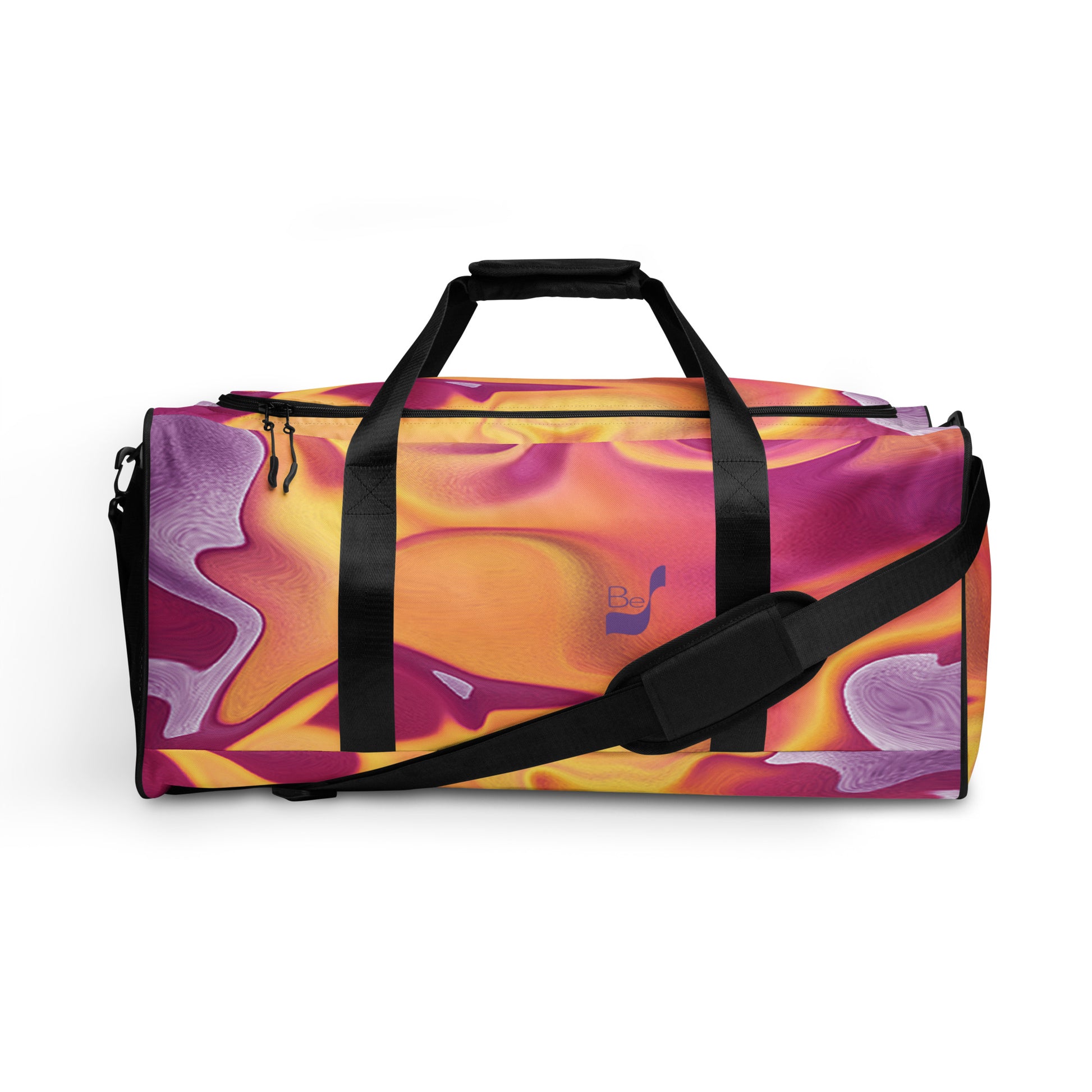 Purple Puddle BeSculpt Abstract Art Travel Duffel Bag - Captivating Fluidity in Art